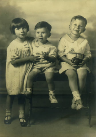 Portrait of Lorraine, Angelo and Buck as toddlers